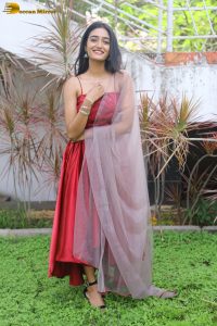 actress hrithika srinivas beautiful in a red salwar dress