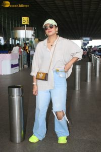 actress Huma Qureshi stylish in a shirt and denim jeans