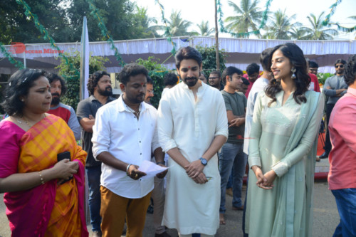 Telugu Movie Ichata Vahanamulu Nilaparadu shoot begins with Sushant and Meenakshi Chaudhary 
