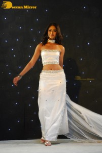 Ileana D’Cruz wearing a white dress and a tiara for a photoshoot