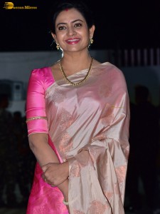 actress Indraja hot in a pink saree