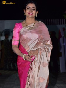 actress Indraja hot in a pink saree