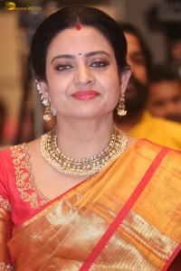 telugu actress indraja beautiful at a function in yellow saree
