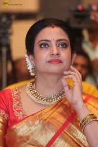 telugu actress indraja beautiful at a function in yellow saree
