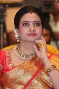 telugu actress indraja beautiful at a function in yellow saree