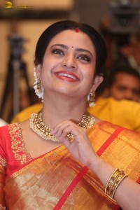 telugu actress indraja beautiful at a function in yellow saree