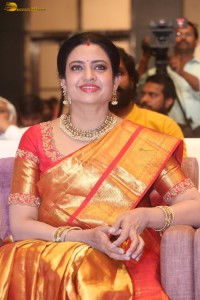 telugu actress indraja beautiful at a function in yellow saree