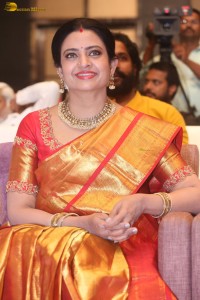 telugu actress indraja beautiful at a function in yellow saree