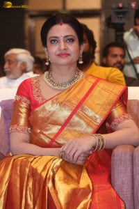 telugu actress indraja beautiful at a function in yellow saree