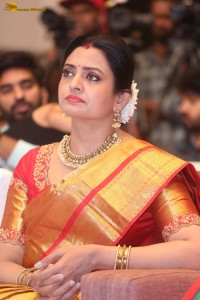 telugu actress indraja beautiful at a function in yellow saree