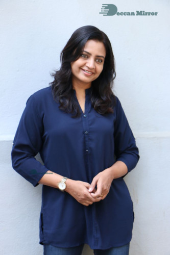 Telugu Actress Indraja Photoshoot in blue shirt and jeans