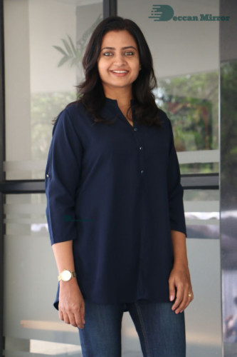 Telugu Actress Indraja Photoshoot in blue shirt and jeans