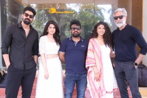 Actors Kabir Duhan Singh and Garima Kaushal attend the launch of their movie Indrani