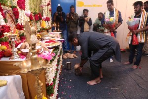 Actors Kabir Duhan Singh and Garima Kaushal attend the launch of their movie Indrani