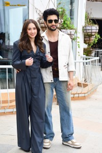 Rohit Saraf, Pashmina Roshan, Jibraan Khan, and Naila Grrewal promote their film Ishq Vishk Rebound in Juhu