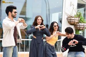 Rohit Saraf, Pashmina Roshan, Jibraan Khan, and Naila Grrewal promote their film Ishq Vishk Rebound in Juhu