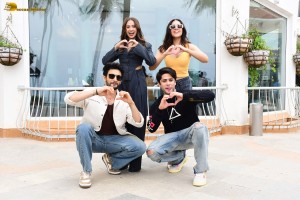 Rohit Saraf, Pashmina Roshan, Jibraan Khan, and Naila Grrewal promote their film Ishq Vishk Rebound in Juhu