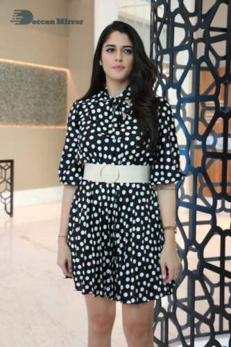 Brazilian Model and Telugu Actress Izabelle Leite dressed in black and white