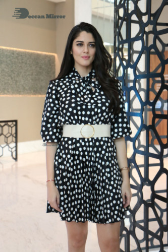 Brazilian Model and Telugu Actress Izabelle Leite dressed in black and white