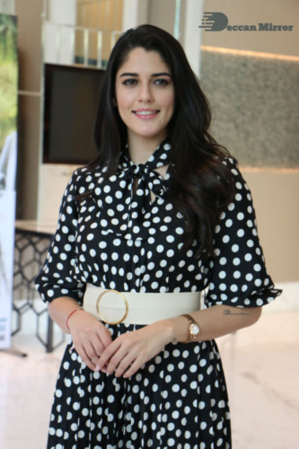 Brazilian Model and Telugu Actress Izabelle Leite dressed in black and white