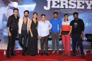 The film JERSEY Trailer Launch attended by Shahid Kapoor, Mrunal Thakur, Allu Aravind and Dil Raju