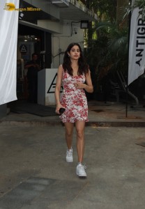 Indian Actress Janhvi Kapoor in a pink floral dress