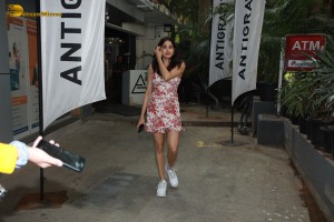 Indian Actress Janhvi Kapoor in a pink floral dress