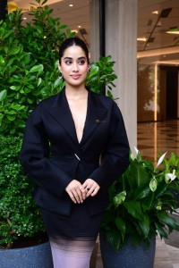 actress Janhvi Kapoor beautiful in a black coat
