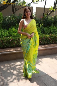 Bollywood Actress Janhvi Kapoor in a green saree