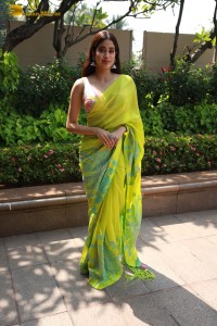 Bollywood Actress Janhvi Kapoor in a green saree
