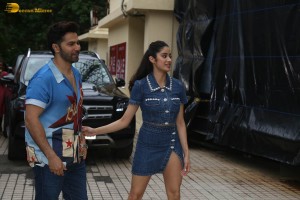 Janhvi Kapoor and Varun Dhawan promote their film Bawaal at PVR Dynamix in Juhu on July 16, 2023