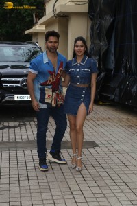 Janhvi Kapoor and Varun Dhawan promote their film Bawaal at PVR Dynamix in Juhu on July 16, 2023