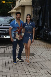 Janhvi Kapoor and Varun Dhawan promote their film Bawaal at PVR Dynamix in Juhu on July 16, 2023