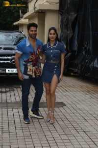 Janhvi Kapoor and Varun Dhawan promote their film Bawaal at PVR Dynamix in Juhu on July 16, 2023