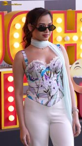 Indian tv and bollywood actress Jannat Zubair stylish in a low neck top