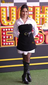 actress Jannat Zubair cute in a black and white dress