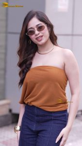 actress Jannat Zubair cute and sexy in a orange top