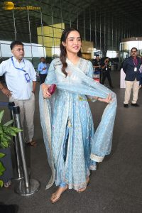Indian actress Jasmin Bhasin gorgeous in a blue salwar dress
