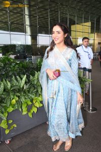 Indian actress Jasmin Bhasin gorgeous in a blue salwar dress