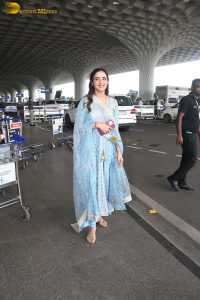 Indian actress Jasmin Bhasin gorgeous in a blue salwar dress