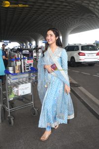 Indian actress Jasmin Bhasin gorgeous in a blue salwar dress