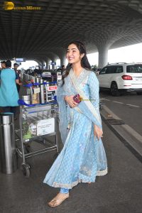 Indian actress Jasmin Bhasin gorgeous in a blue salwar dress