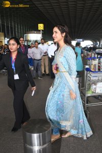 Indian actress Jasmin Bhasin gorgeous in a blue salwar dress