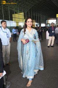 Indian actress Jasmin Bhasin gorgeous in a blue salwar dress