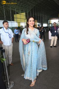 Indian actress Jasmin Bhasin gorgeous in a blue salwar dress