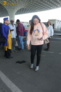 veteran Indian actress jaya prada seen at mumbai airport