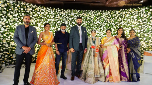 Telugu Actress Jayasudha's son's wedding reception attended by numerous celebrities