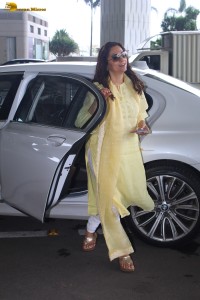 Bollywood Actress Juhi Chawla was spotted at the Mumbai Airport on Sep 16, 2023