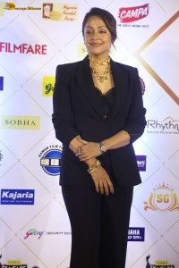 telugu and tamil actress Jyothika stylish looks in a black pantsuit at filmfare awards