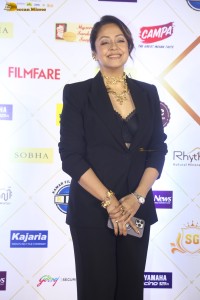 telugu and tamil actress Jyothika stylish looks in a black pantsuit at filmfare awards